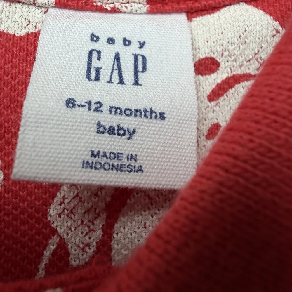 Baby Gap Red Floral Polo Shirt‎ 6–12M Cotton Hawaiian Teddy Bear